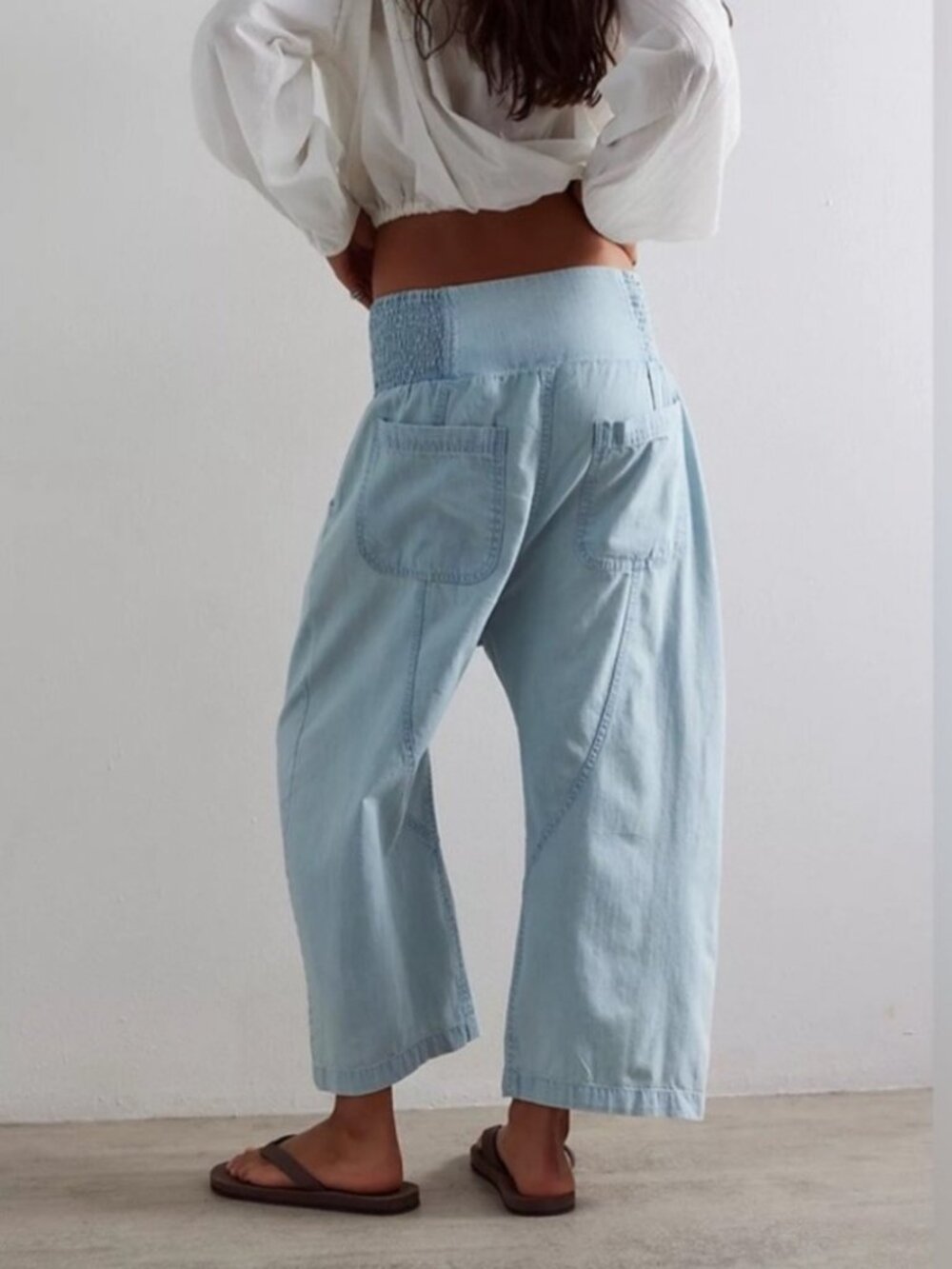 Free People We The Free Light Blue Lunan Harem Pull-On Pants - Picture 4 of 15